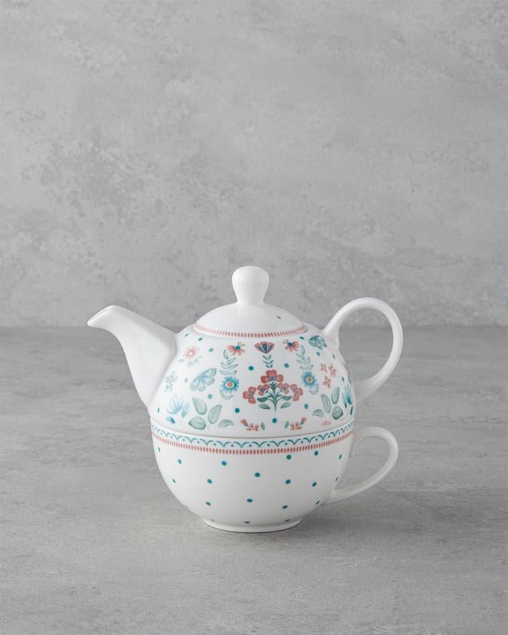 Enola New Bone China Demlik Seti 400 ml Beyaz