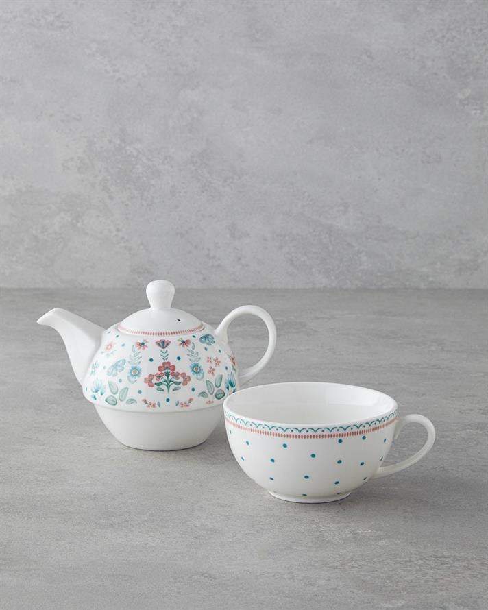 Enola New Bone China Demlik Seti 400 ml Beyaz