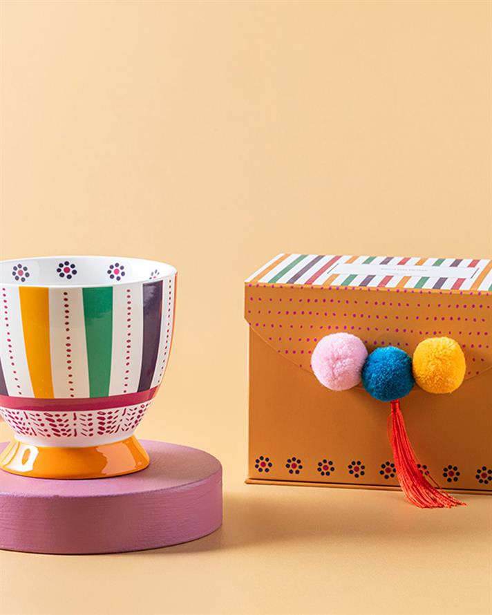 Exotic Strip New Bone China Kupa Renkli