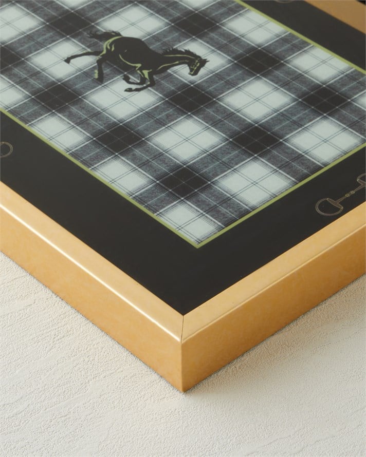 Epona Cam Dekoratif Tepsi 29x41 cm Siyah - Beyaz