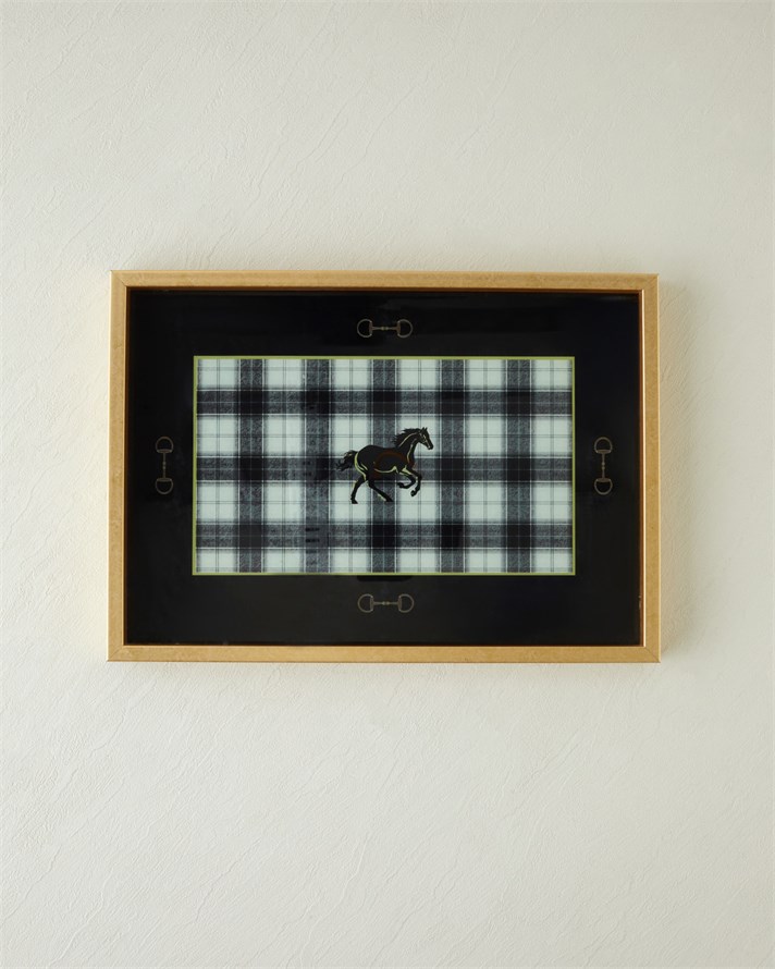 Epona Cam Dekoratif Tepsi 29x41 cm Siyah - Beyaz
