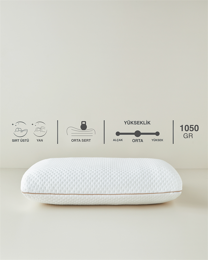 Ergonomik Boyun Destekli Visco Yastık 60x40x16 cm Beyaz