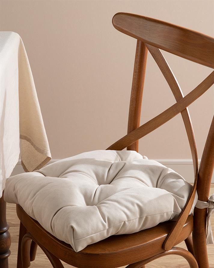 Este Bağcıklı Sandalye Minderi Ekru