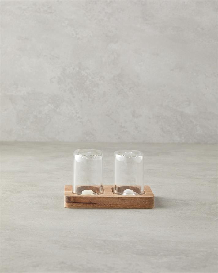 Estella Borosilikat-Akasya 2li Tuzluk - Biberlik 8x4x5,5 Cm Şeffaf