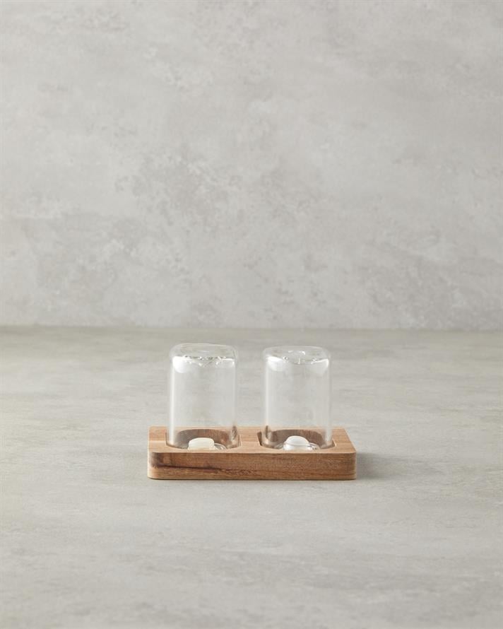 Estella Borosilikat-Akasya 2li Tuzluk - Biberlik 8x4x5,5 Cm Şeffaf