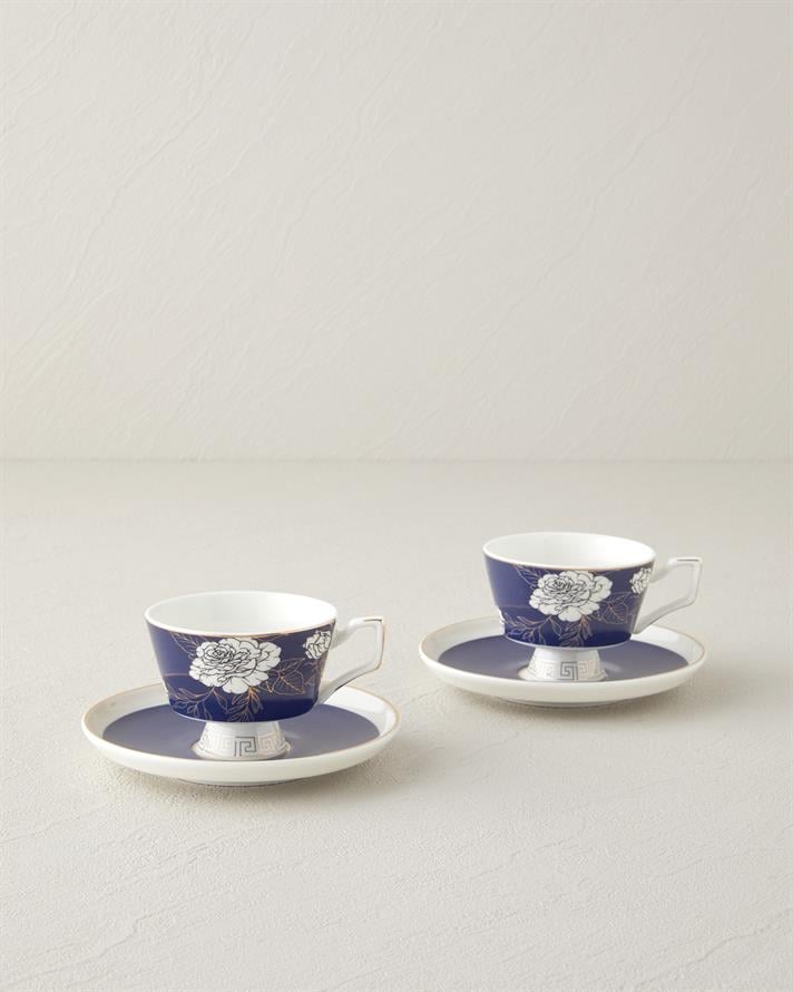 Evelina New Bone China 4 Parça 2 Kişilik Kahve Fincan Takımı 90 ml Lacivert