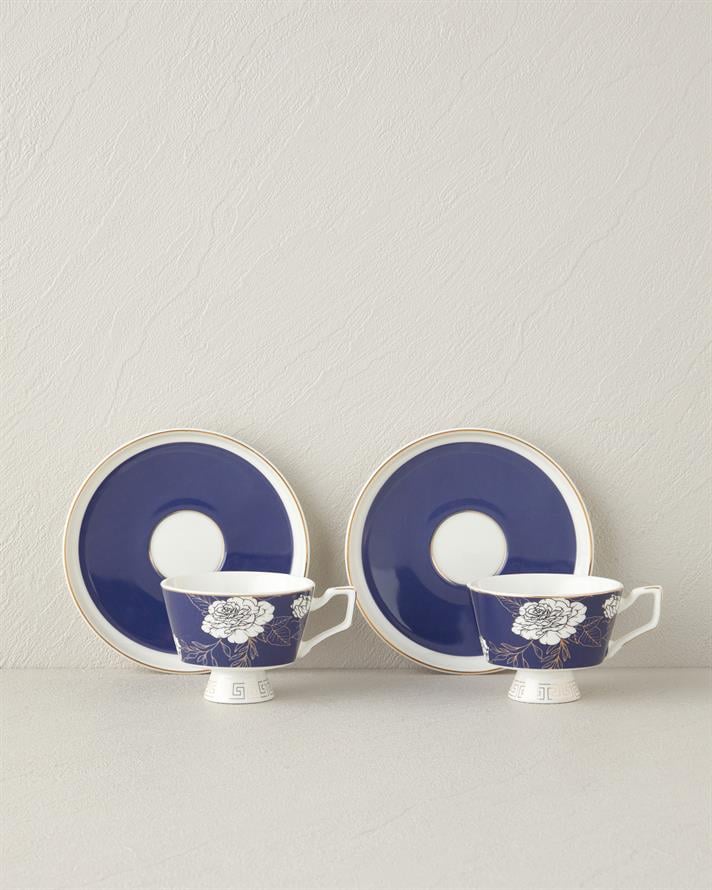 Evelina New Bone China 4 Parça 2 Kişilik Kahve Fincan Takımı 90 ml Lacivert