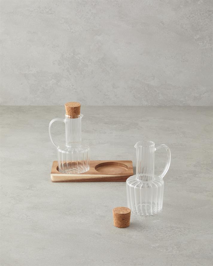 Evie Borosilikat-Akasya 2li Yağlık - Sirkelik 200 ml Şeffaf