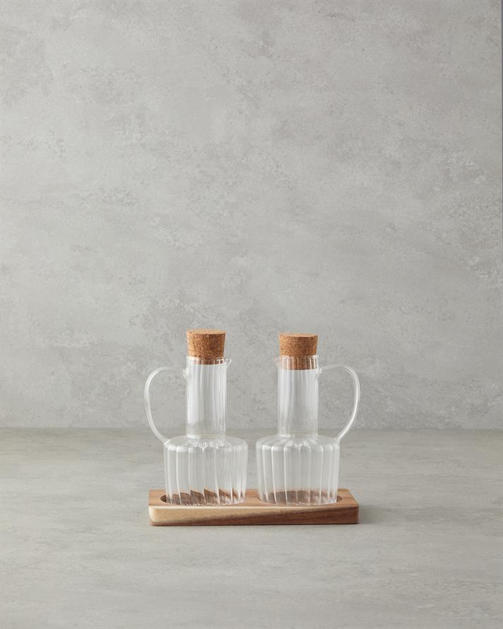 Evie Borosilikat-Akasya 2li Yağlık - Sirkelik 200 ml Şeffaf