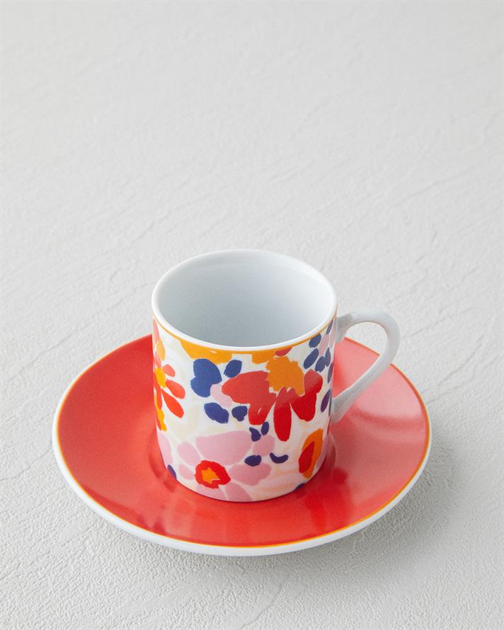 Fabele Porselen 4 Parça 2 Kişilik Kahve Fincan Takımı 80 ml Renkli