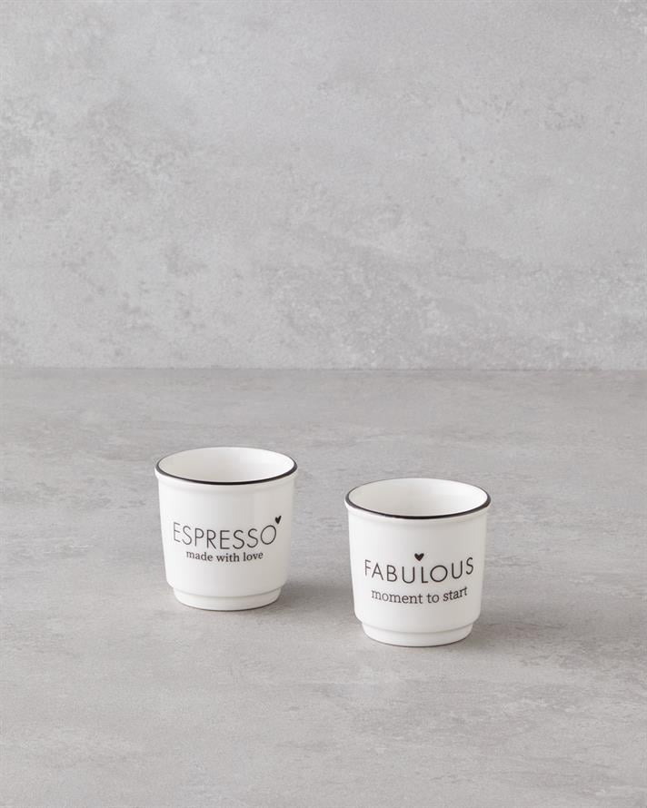 Fabulous Bone Porselen 2’li Espresso Fincan 90 ml Beyaz