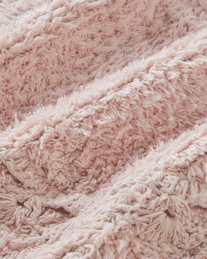 Falbelo Pamuklu Yuvarlak Banyo Paspası Pembe