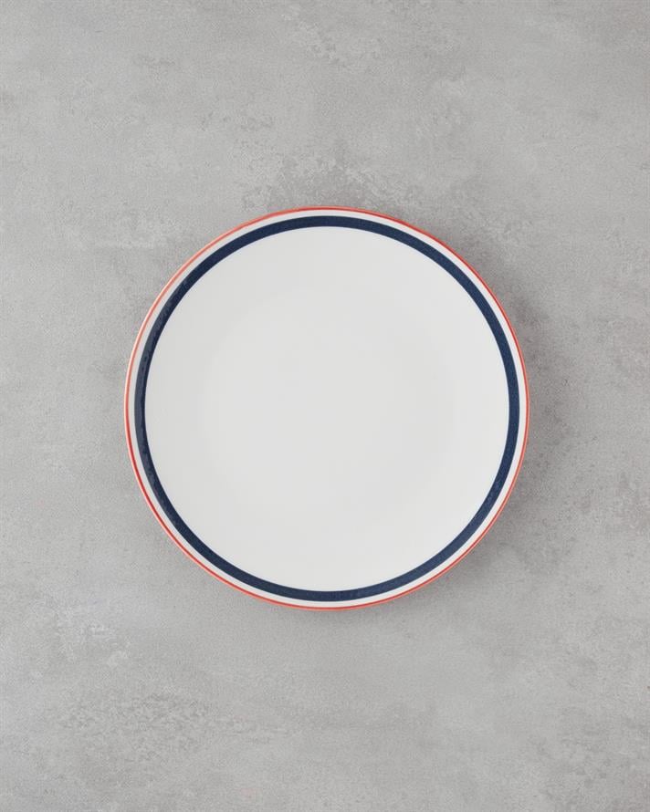 Fanciful Bone Porselen Servis Tabağı 25 cm Lacivert-Kırmızı