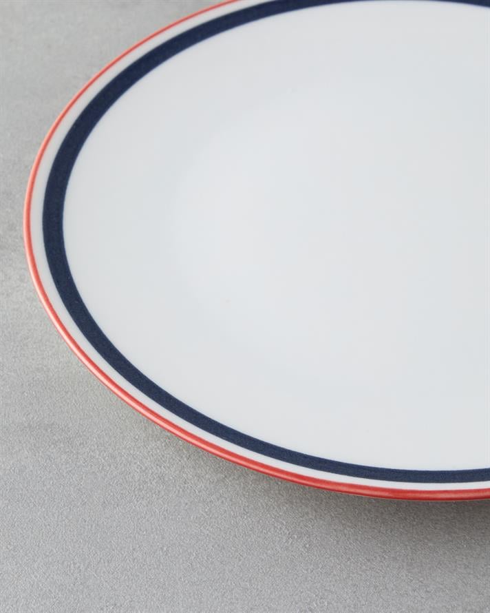 Fanciful Bone Porselen Servis Tabağı 25 cm Lacivert-Kırmızı