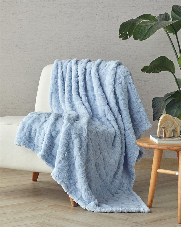 Fancy Love Jakarlı Wellsoft Tv Battaniye 120x160 cm Açık Mavi