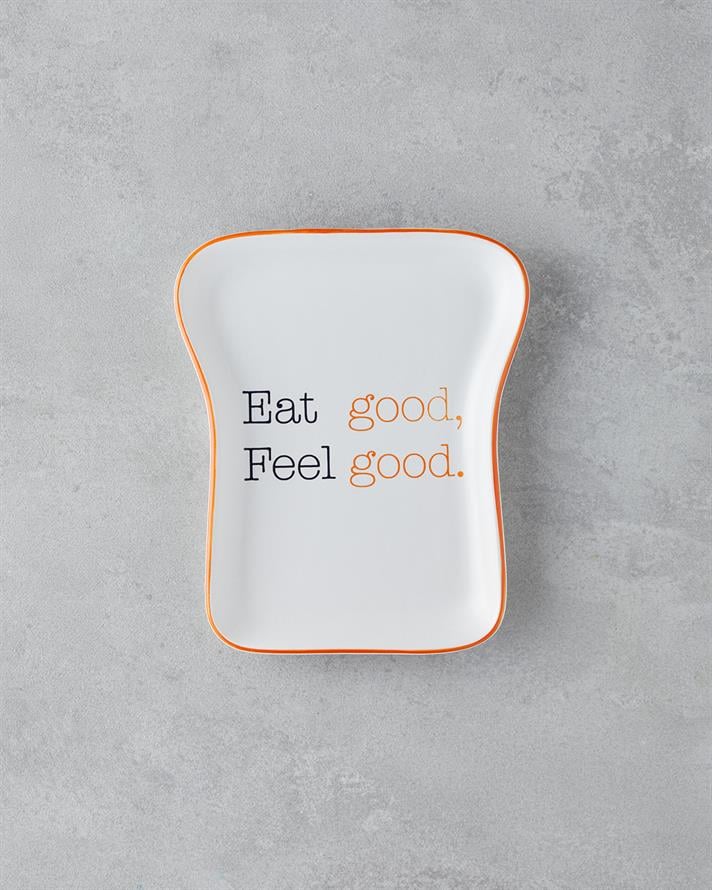 Feel Good Seramik Pasta Tabağı 13x19 cm Turuncu-Siyah