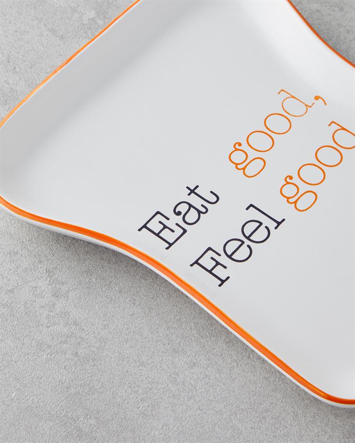 Feel Good Seramik Pasta Tabağı 13x19 cm Turuncu-Siyah