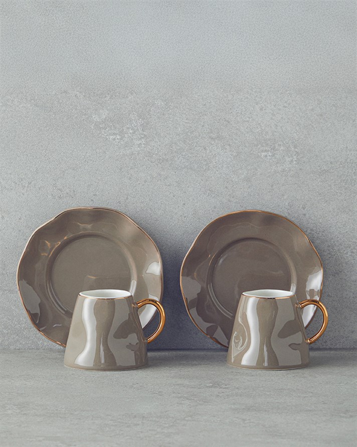 Felix New Bone China Kahve Fincan Takımı 4 Parça 2 Kişilik Vizon