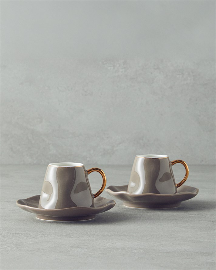Felix New Bone China Kahve Fincan Takımı 4 Parça 2 Kişilik Vizon
