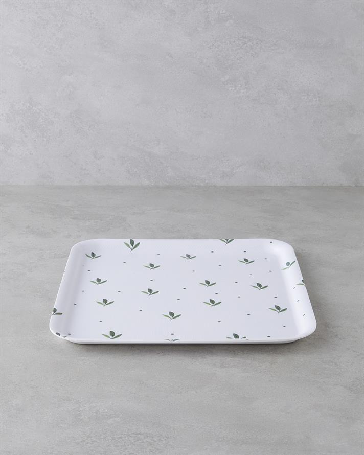 Feuille Melamin Kaydırmaz Tepsi 33x33 cm Yeşil