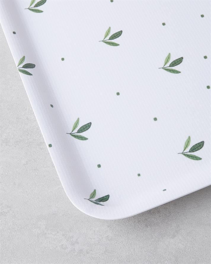 Feuille Melamin Kaydırmaz Tepsi 33x33 cm Yeşil