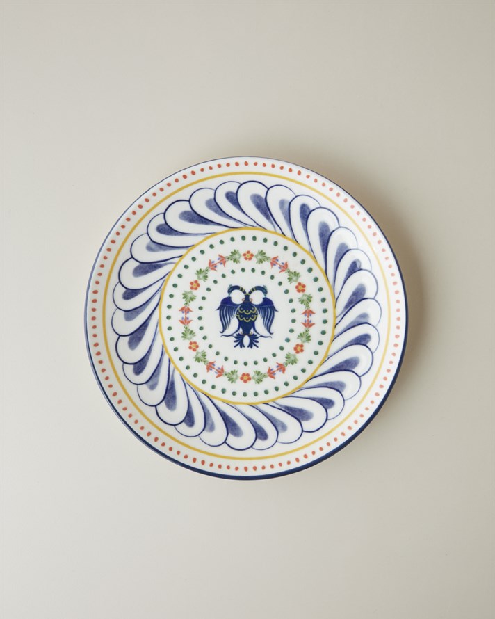 Fiesta Talavera Porselen Pasta Tabağı 21 cm Beyaz - Lacivert