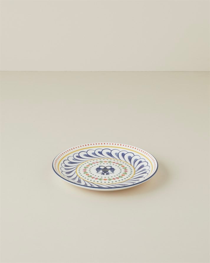 Fiesta Talavera Porselen Pasta Tabağı 21 cm Beyaz - Lacivert
