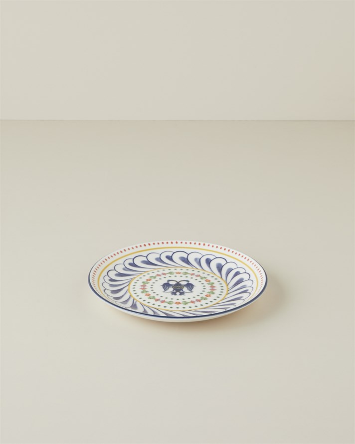 Fiesta Talavera Porselen Pasta Tabağı 21 cm Beyaz - Lacivert