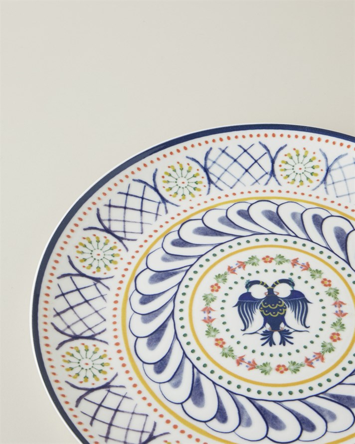 Fiesta Talavera Porselen Servis Tabağı 26 cm Beyaz - Lacivert