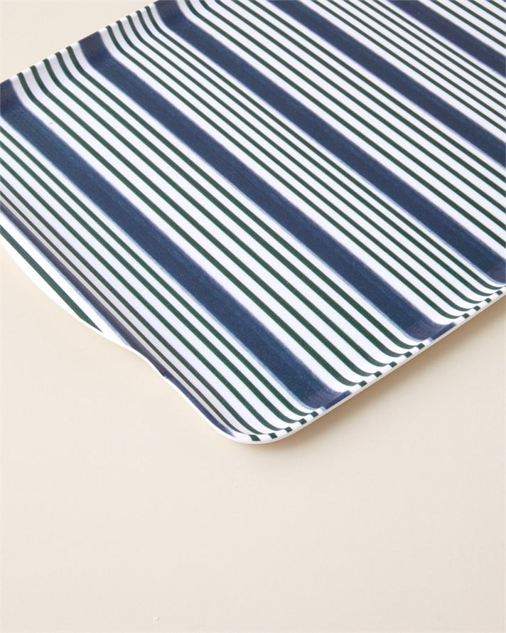 Fine Line Melamin Kaydırmaz Tepsi 25x38 cm Lacivert – Yeşil