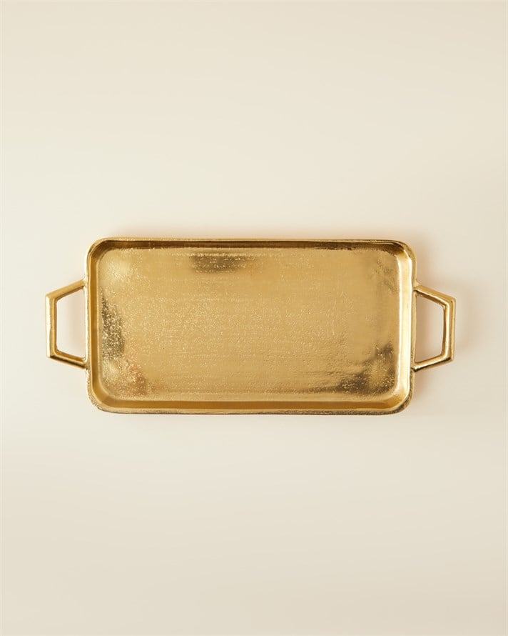 Fiore Alüminyum Dekoratif Tepsi 36x15 cm Gold