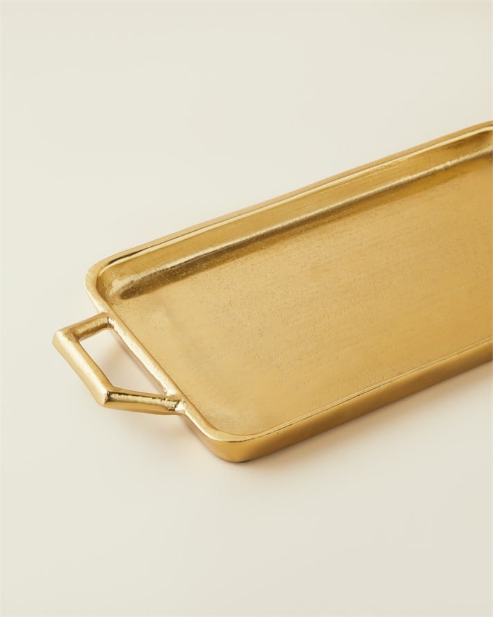 Fiore Alüminyum Dekoratif Tepsi 36x15 cm Gold