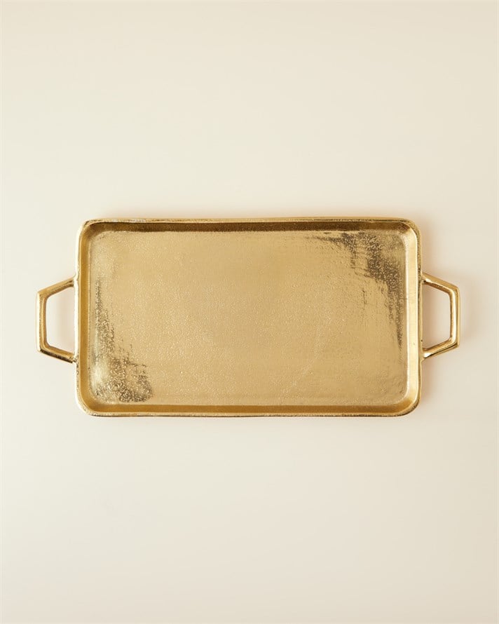 Fiore Alüminyum Dekoratif Tepsi 42x18 cm Gold