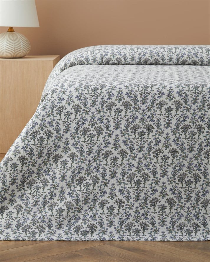 Fiore Baskılı Pamuklu Çift Kişilik Pike 200x220 cm Mor