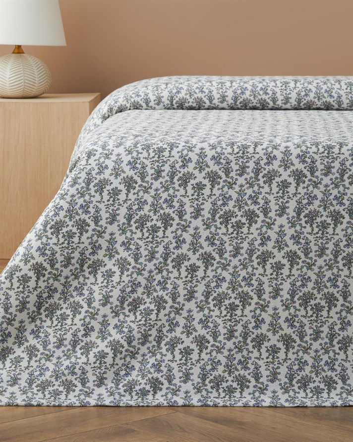 Fiore Baskılı Pamuklu Çift Kişilik Pike 200x220 cm Mor