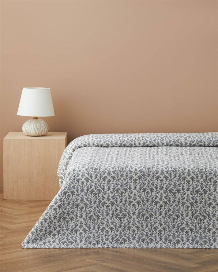 Fiore Baskılı Pamuklu Tek Kişilik Pike 150x220 cm Mor