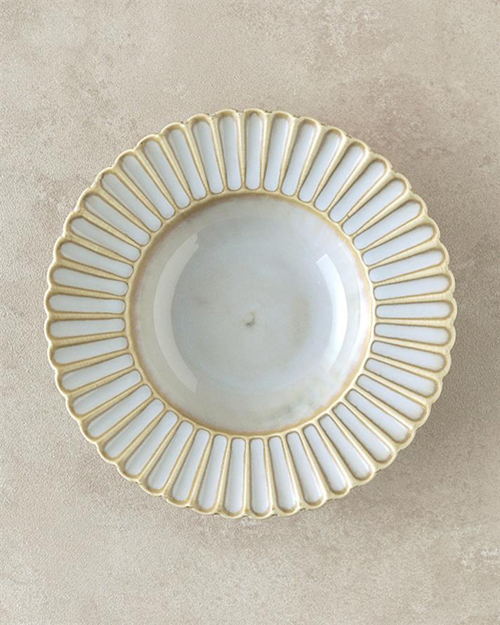 Fiore New Bone China Çukur Yemek Tabağı 22 cm Gri