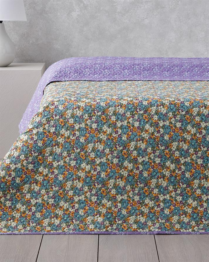 Fiore Viola King Size Çok Amaçlı Örtü 240x220 cm Mor