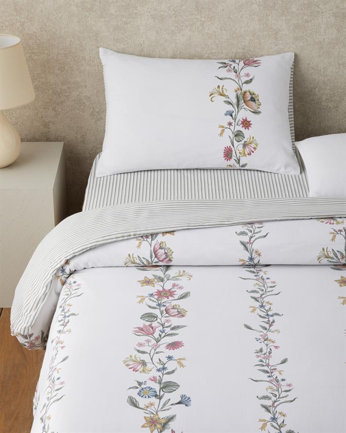 Fioreline Dijital Baskılı Kolay Ütülenir  Tek Kişilik Çarşaflı Nevresim Takımı 160x220 cm Yeşil-Sarı