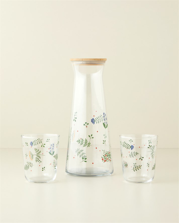 Fiorina Cam 3 Parça Su Takımı 1150 ml + 315 ml Lacivert – Yeşil