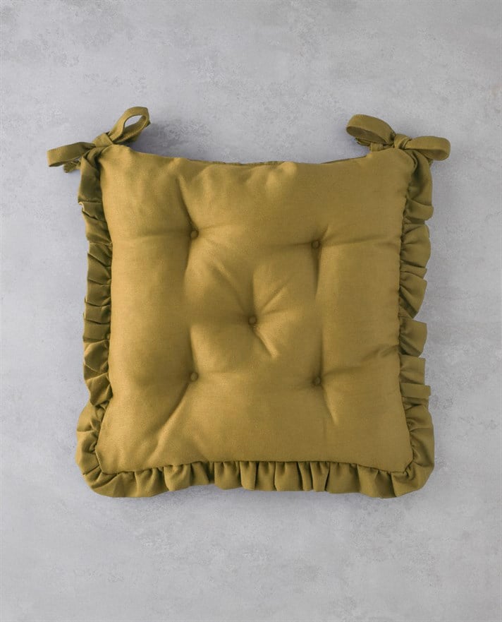 Fırfırlı Sandalye Minderi 40x40 cm Hardal