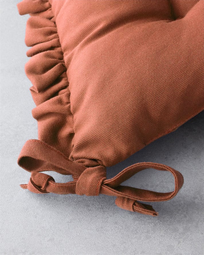 Fırfırlı Sandalye Minderi 40x40 cm Kiremit