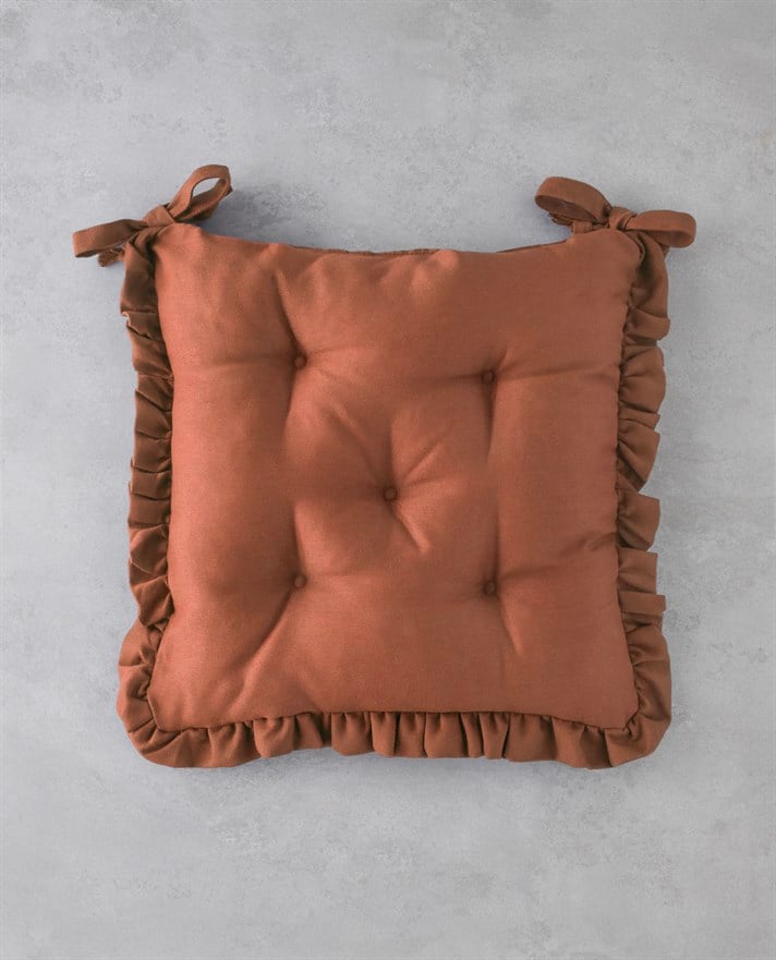 Fırfırlı Sandalye Minderi 40x40 cm Kiremit
