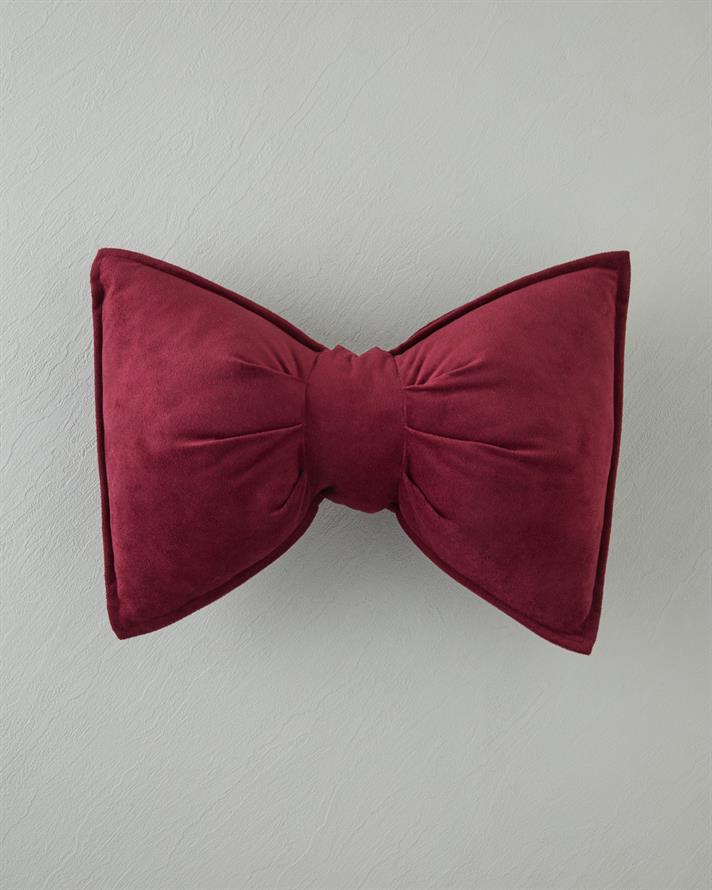 Fiyonklu Dekoratif Kırlent Bordo