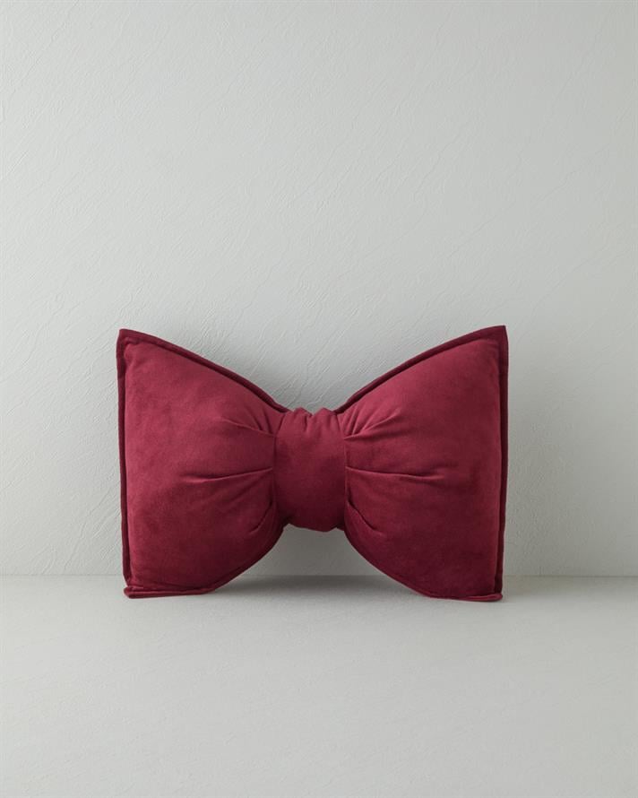 Fiyonklu Dekoratif Kırlent Bordo