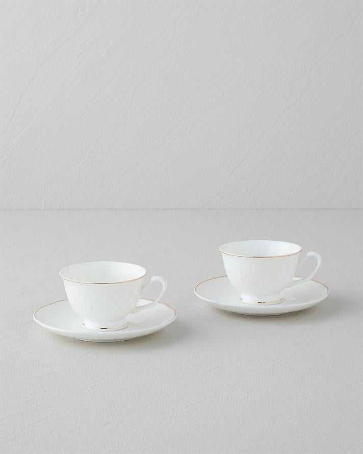 Flare New Bone China 4 Parça 2 Kişilik Kahve Fincan Takımı Gold