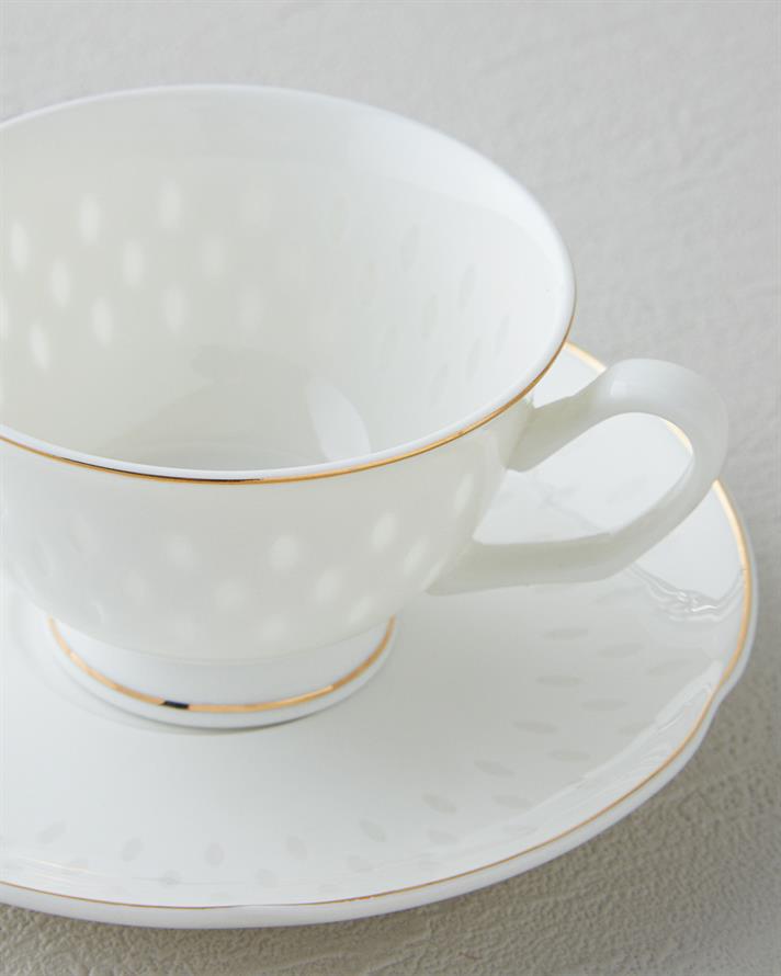Flare New Bone China 4 Parça 2 Kişilik Kahve Fincan Takımı Gold