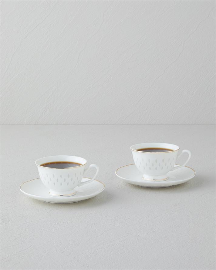 Flare New Bone China 4 Parça 2 Kişilik Kahve Fincan Takımı Gold