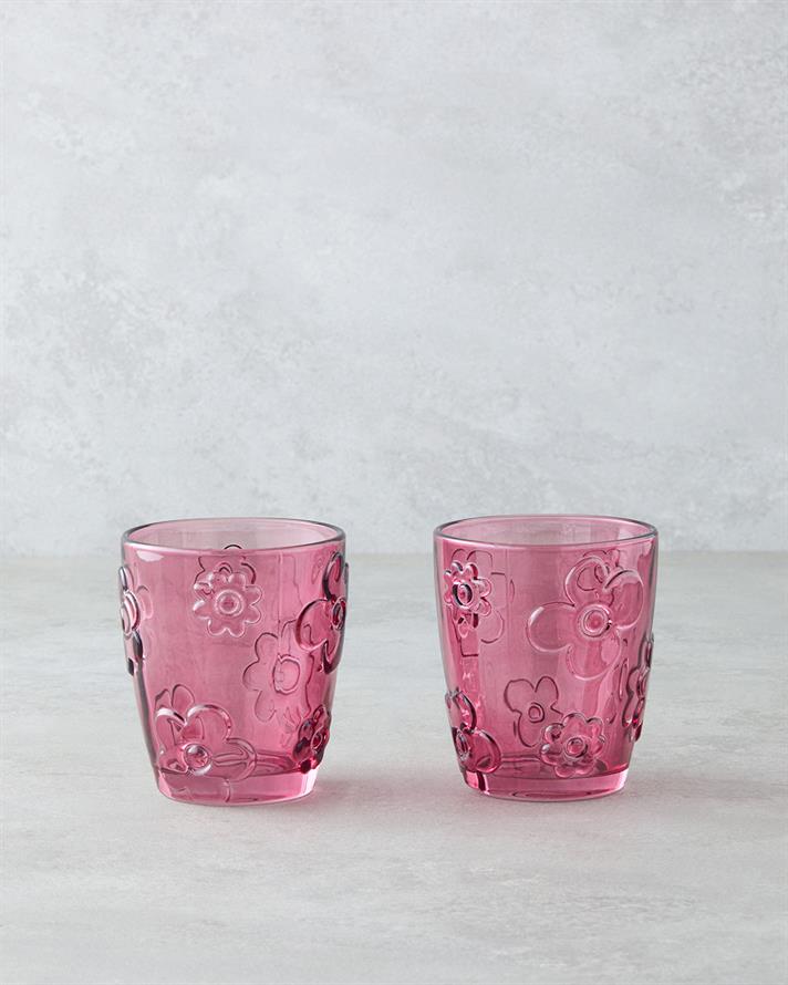 Fleur Cam 2li Bardak Pembe