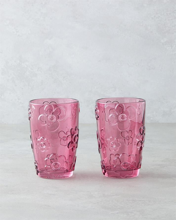 Fleur Cam 2li Bardak Pembe